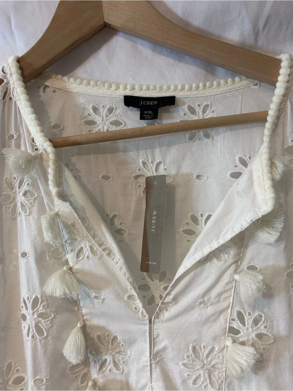 J. Crew NWT Eyelet Bib Tunic Swim Cover Up Cream Floral Pattern Cream Size XXL
